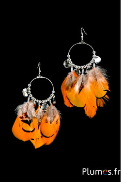 Boucles d'oreilles Oie - long. 10 cm - orange